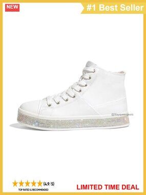 High Top Canvas Sneakers Rhinestone Side Zipper Platform Fashion Shoes